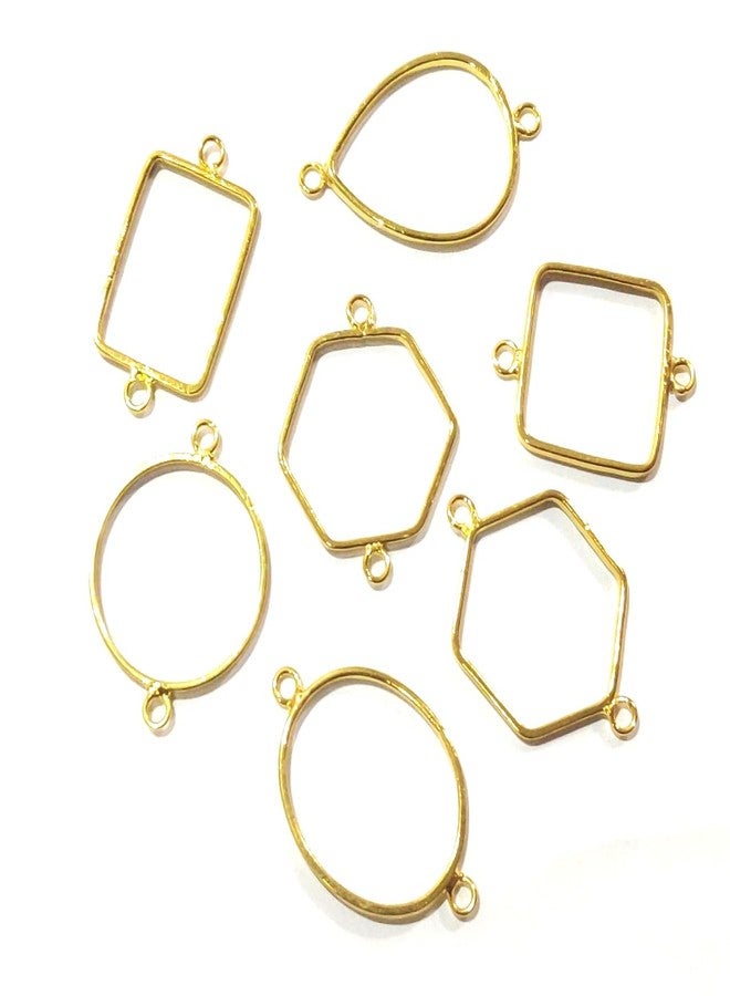 Excellentcrafts Rakhi Bezels � Golden Resin Bezels for DIY Pendants, Rakhi, Bracelets & Earrings | Brass Base | Medium Size (Pack of 7 Pcs)